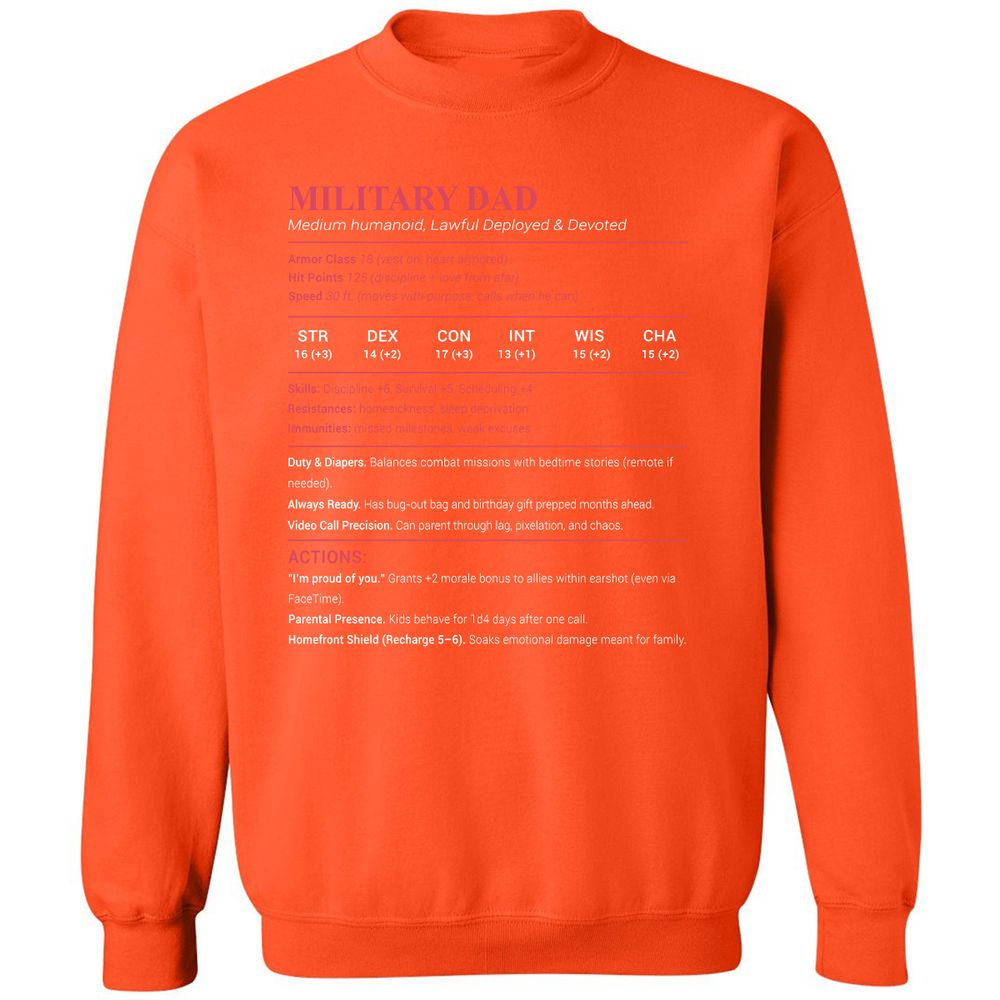 Military Dad Classic Unisex Sweatshirt - Orange - 10