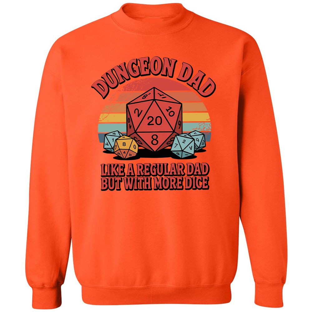 Dungeon Dad With More Dice Classic Unisex Sweatshirt - Orange - 10