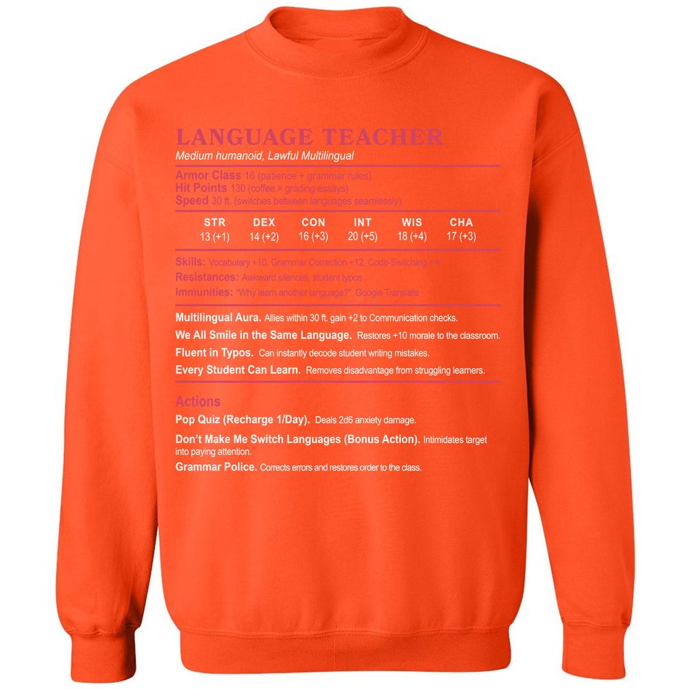 Language Teacher Classic Unisex Sweatshirt - Orange - 10