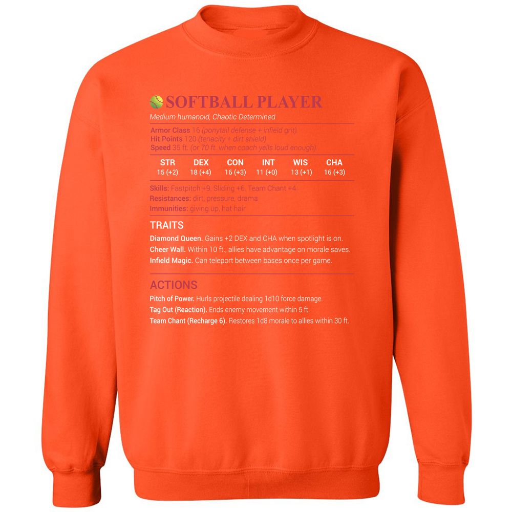 Softball Player Classic Unisex Sweatshirt - Orange - 10
