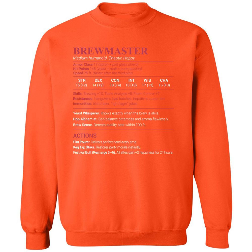 Brewmaster Classic Unisex Sweatshirt - Orange - 10
