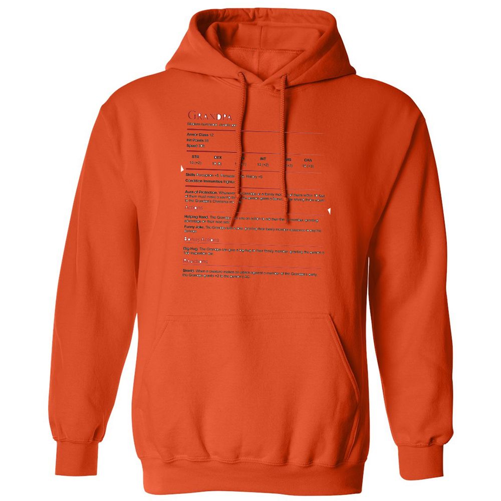 Grandpa Stat Block Classic Unisex Hoodie - Orange - 10