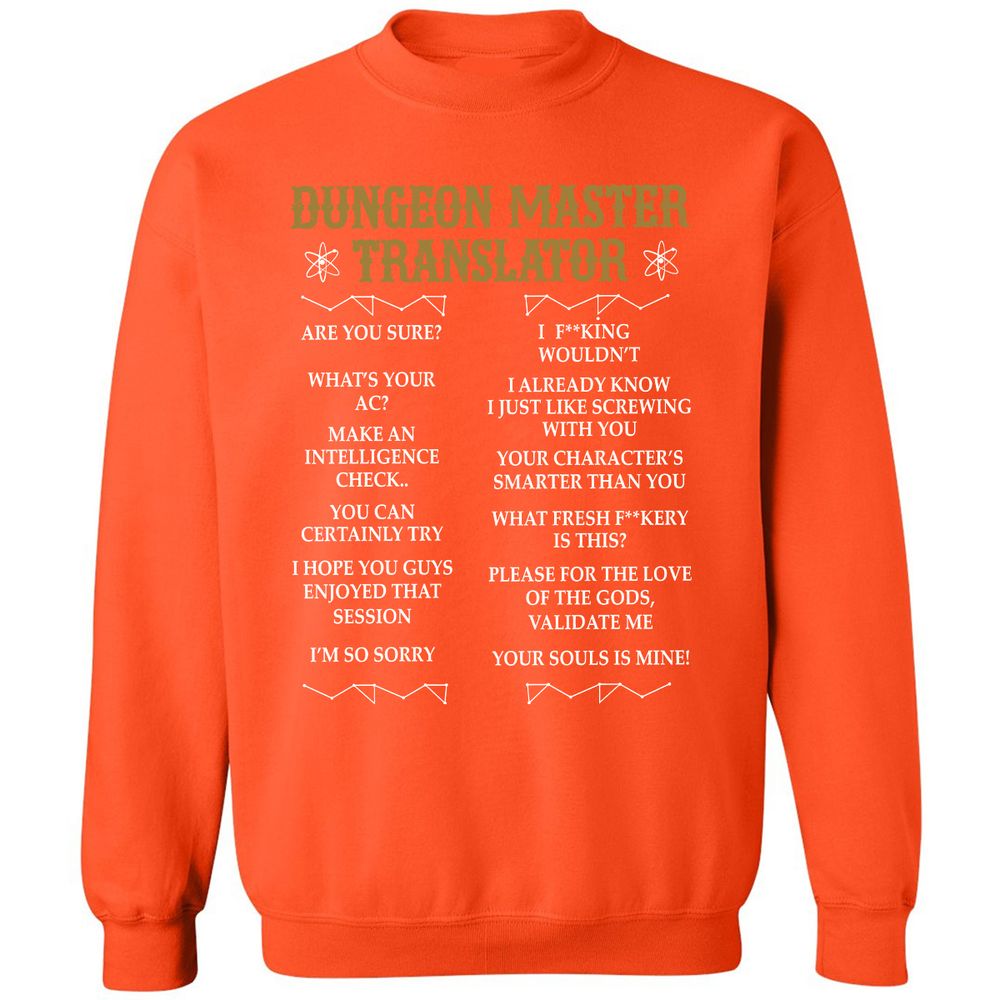 Dungeon Master Translator Classic Unisex Sweatshirt - Orange - 10