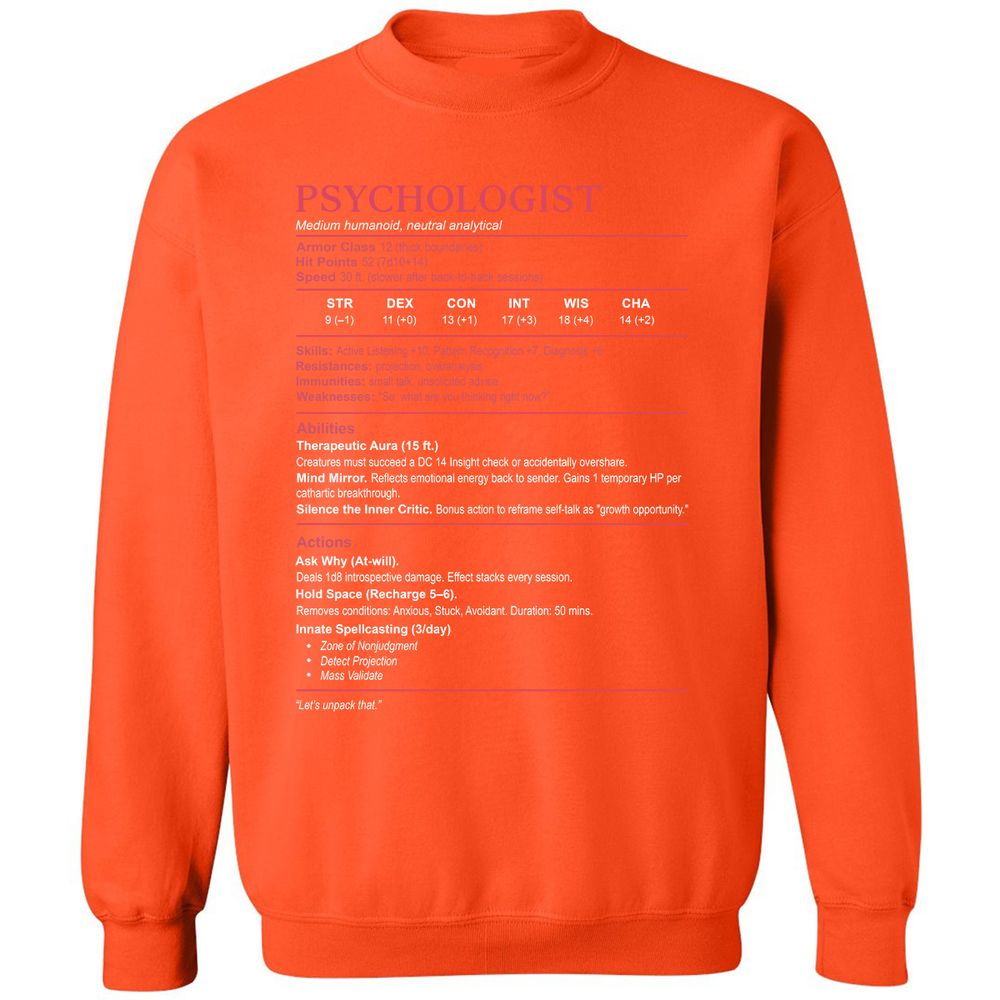 Psychologist Stats Classic Unisex Sweatshirt - Orange - 10