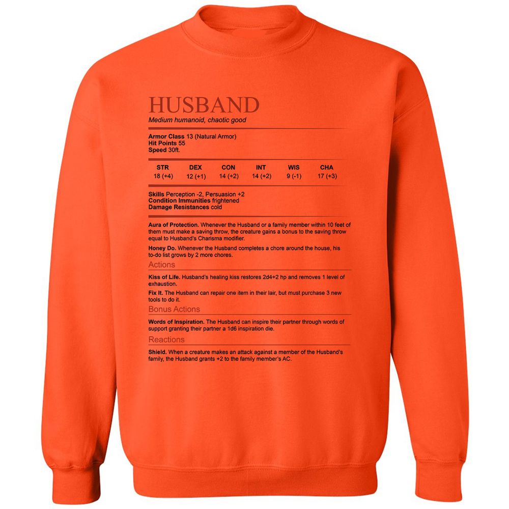 Husband White Classic Unisex Sweatshirt - Orange - 10