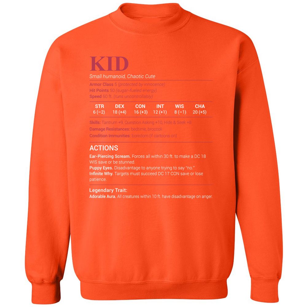 Kid Stats Classic Unisex Sweatshirt - Orange - 10