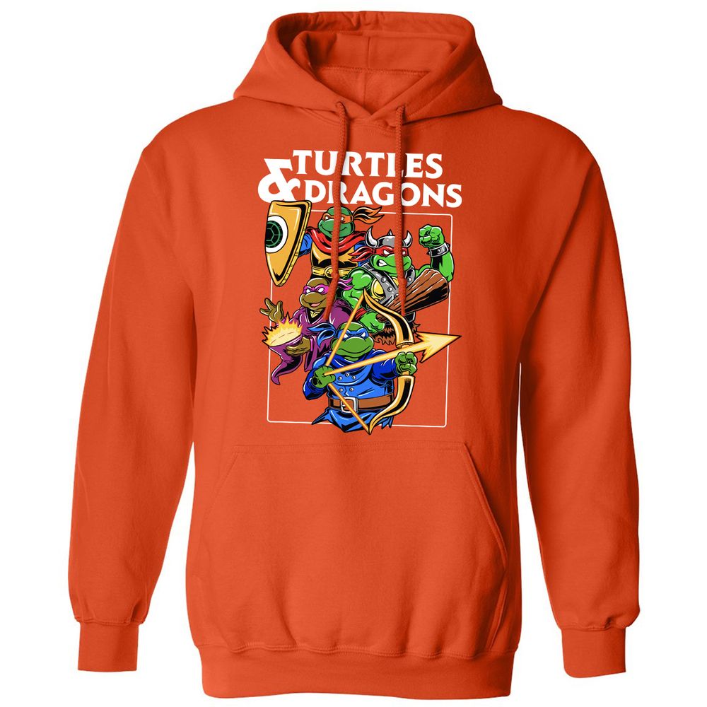 Turtles & Dragons Classic Unisex Hoodie - Orange - 10