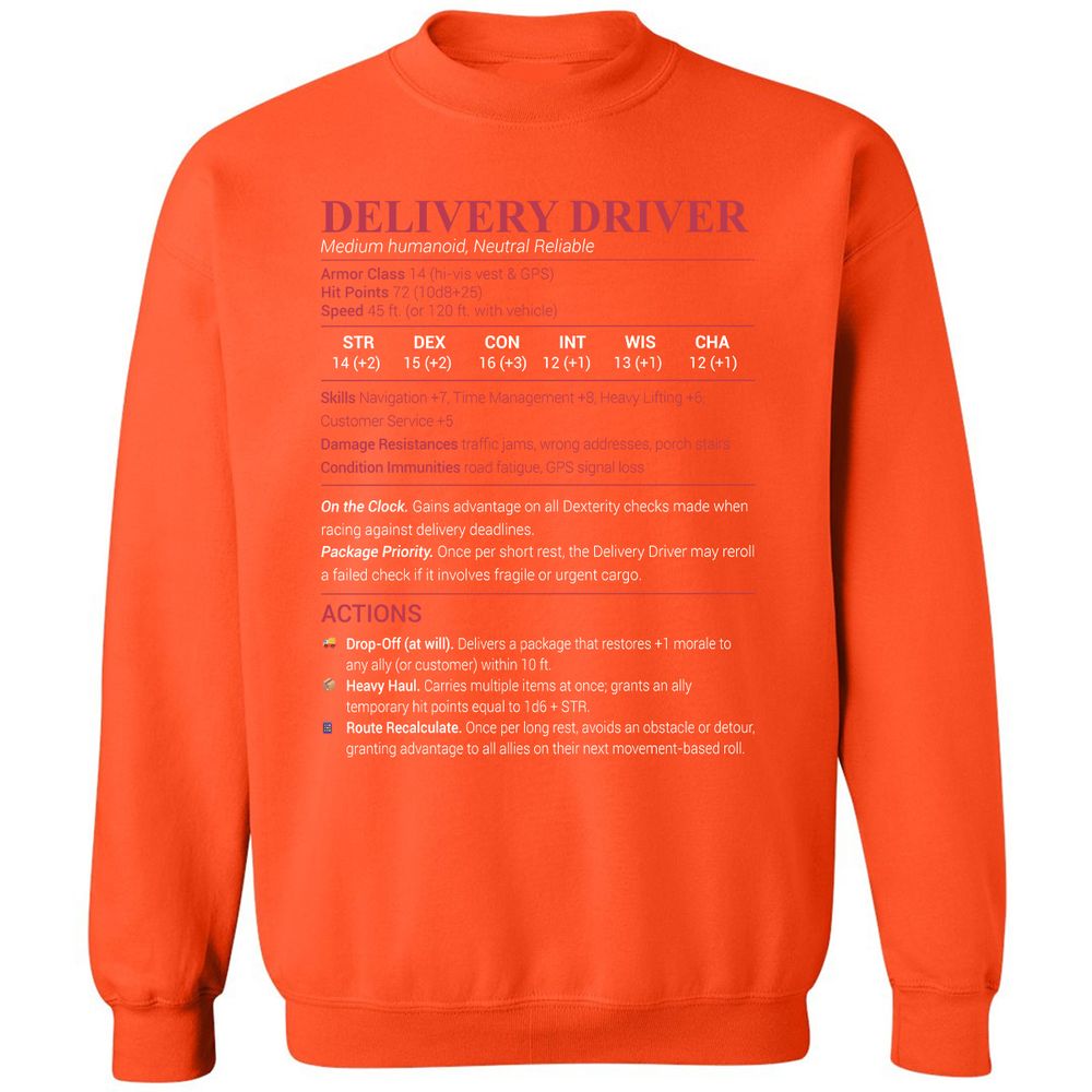 Delivery Driver Classic Unisex Sweatshirt - Orange - 10