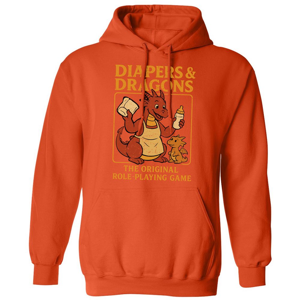 Diapers & Dragons Classic Unisex Hoodie - Orange - 10