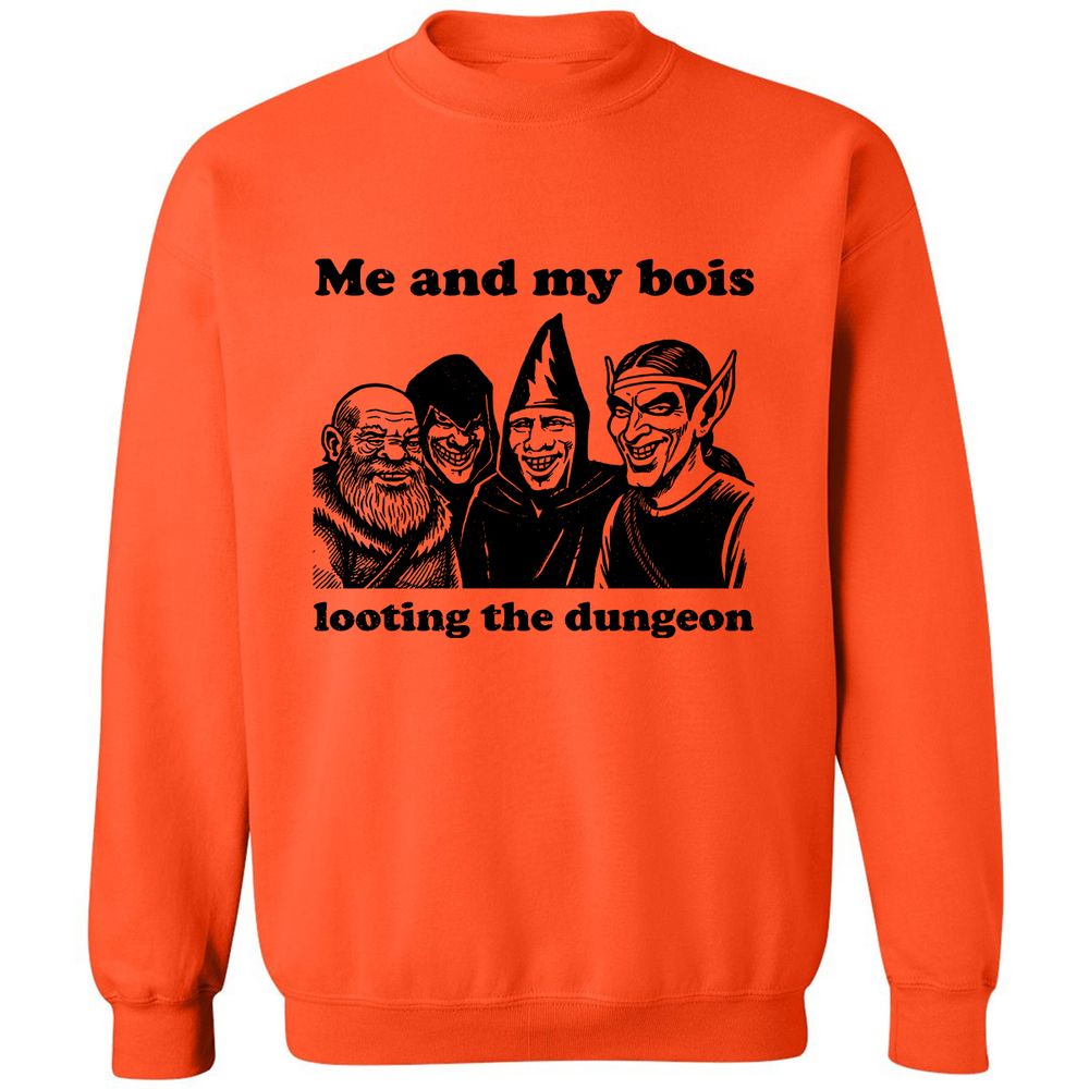 Me and my bois looting the dungeon Classic Unisex Sweatshirt - Orange - 10