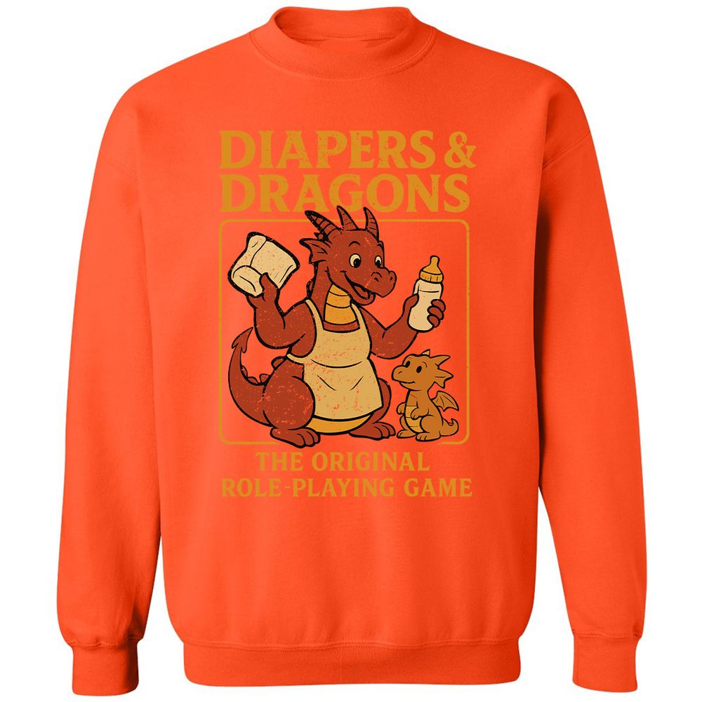 Diapers & Dragons Classic Unisex Sweatshirt - Orange - 10