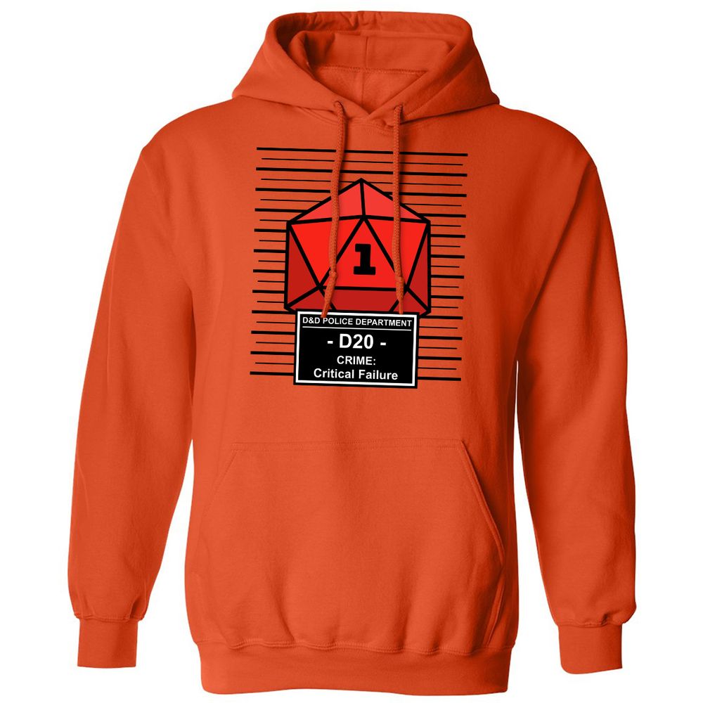 D20 Arrested For Critical Failure Classic Unisex Hoodie - Orange - 10
