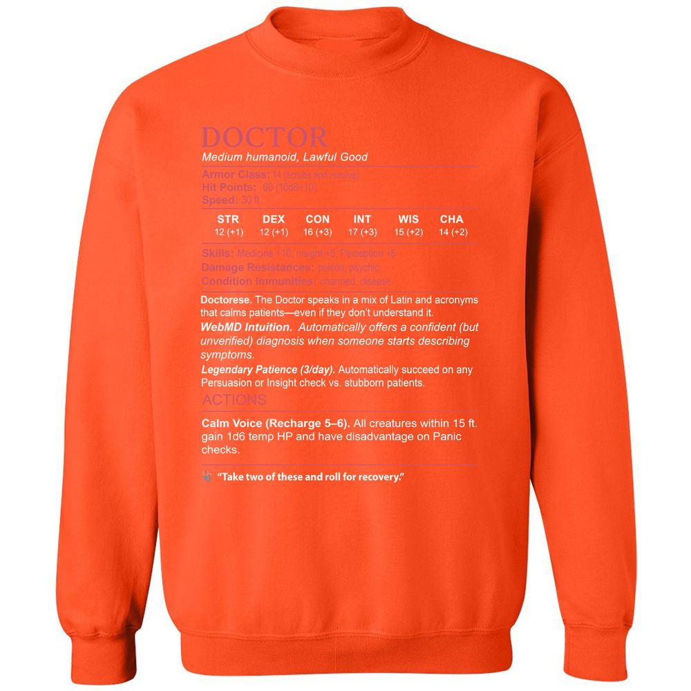 Doctor Stats Classic Unisex Sweatshirt - Orange - 10