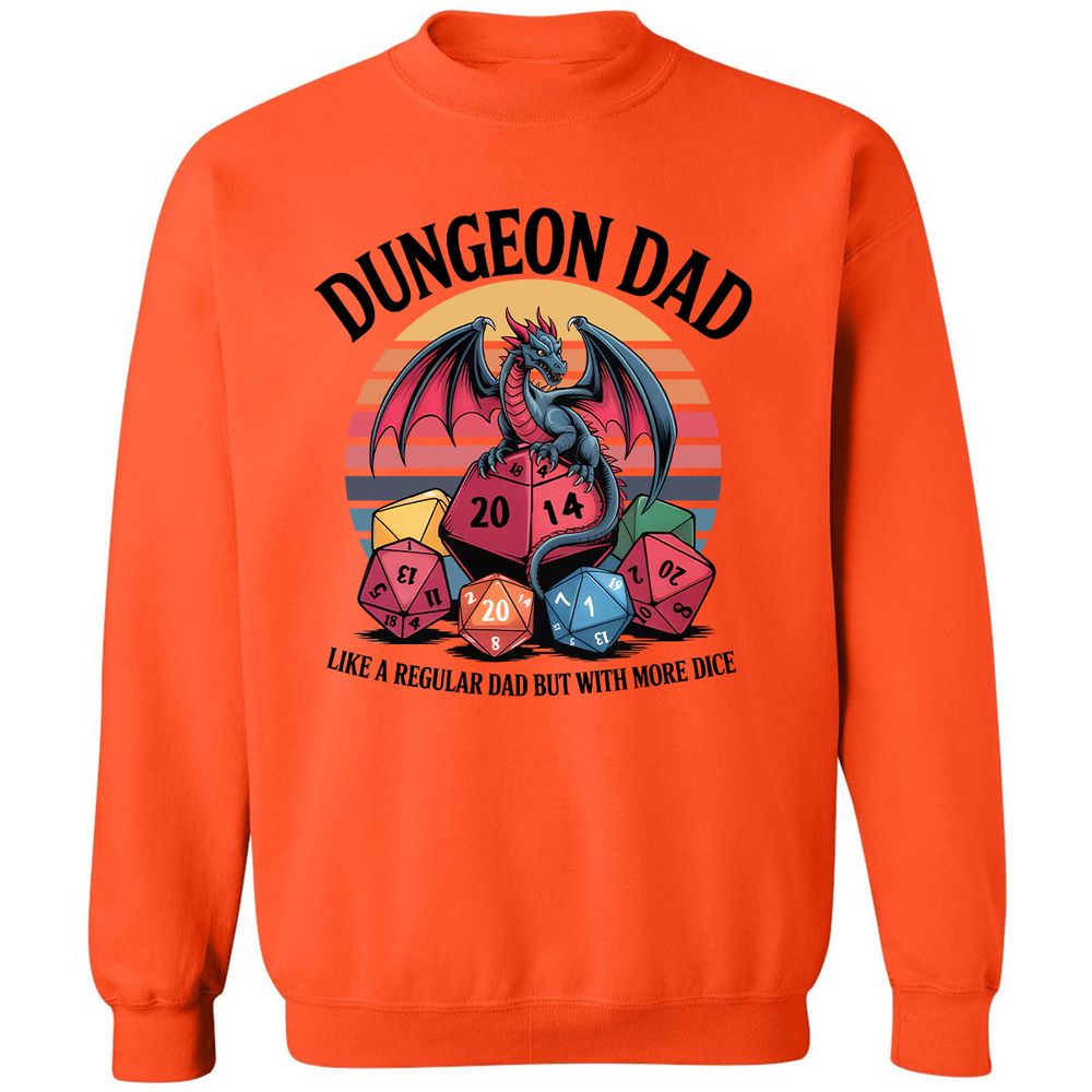 Dungeon Dad With More Dice Classic Unisex Sweatshirt - Orange - 10