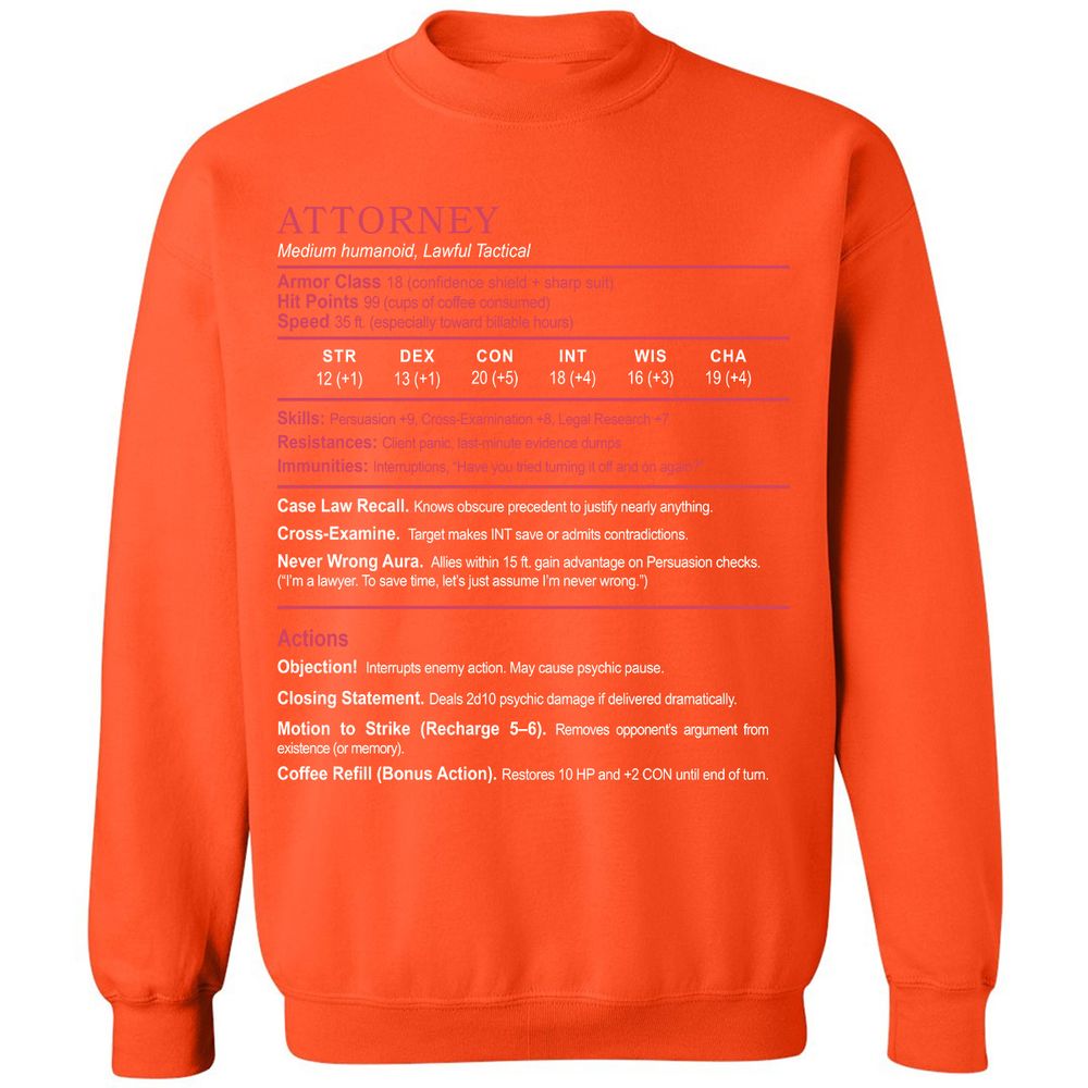 Attorney Classic Unisex Sweatshirt - Orange - 10