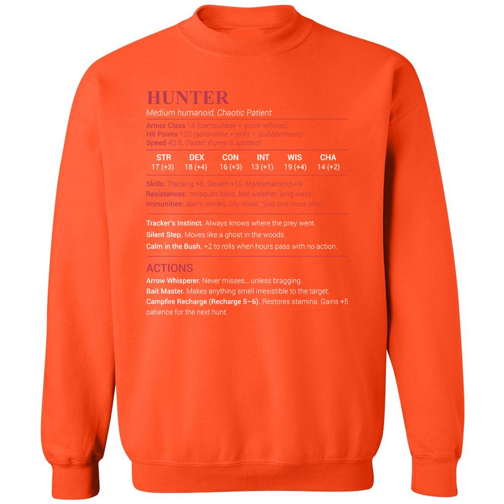 Hunter Stats Classic Unisex Sweatshirt - Orange - 10