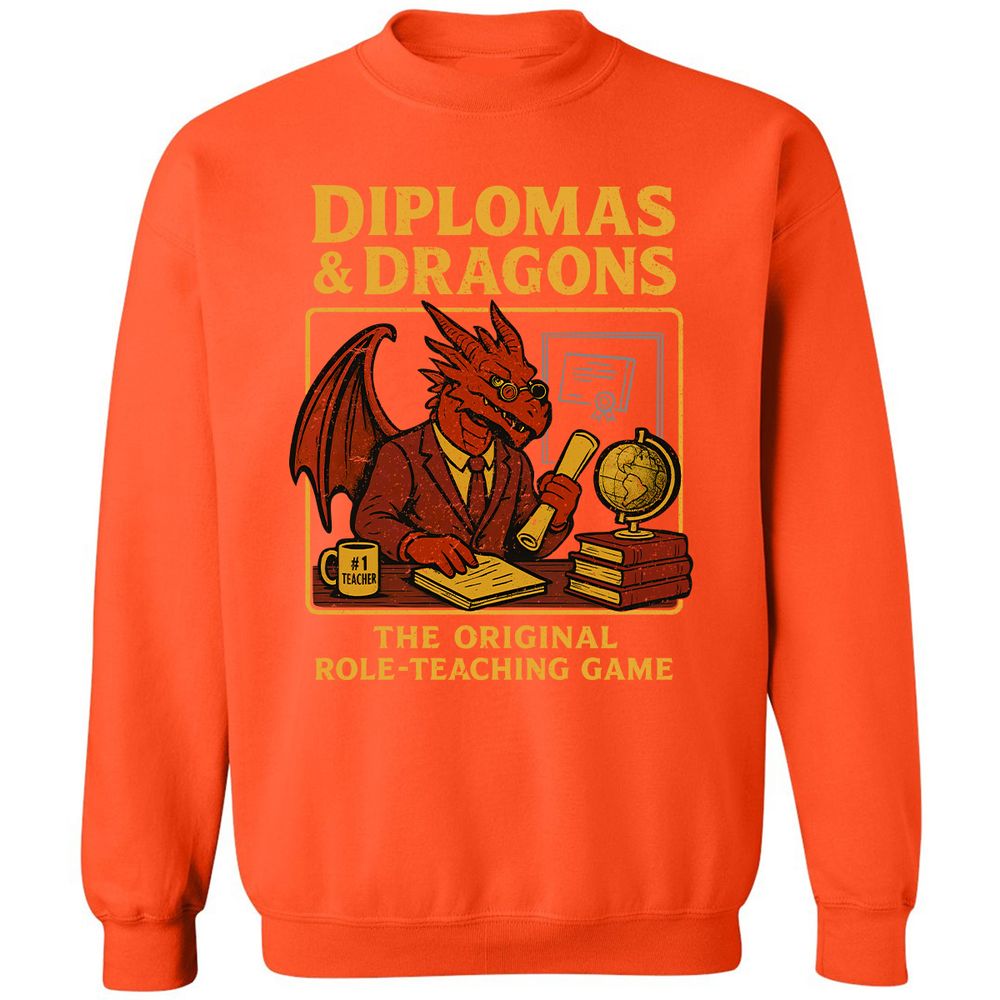 Diplomas & Dragons Classic Unisex Sweatshirt - Orange - 10