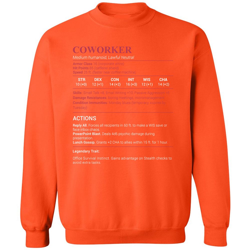 Coworker Stats Classic Unisex Sweatshirt - Orange - 10