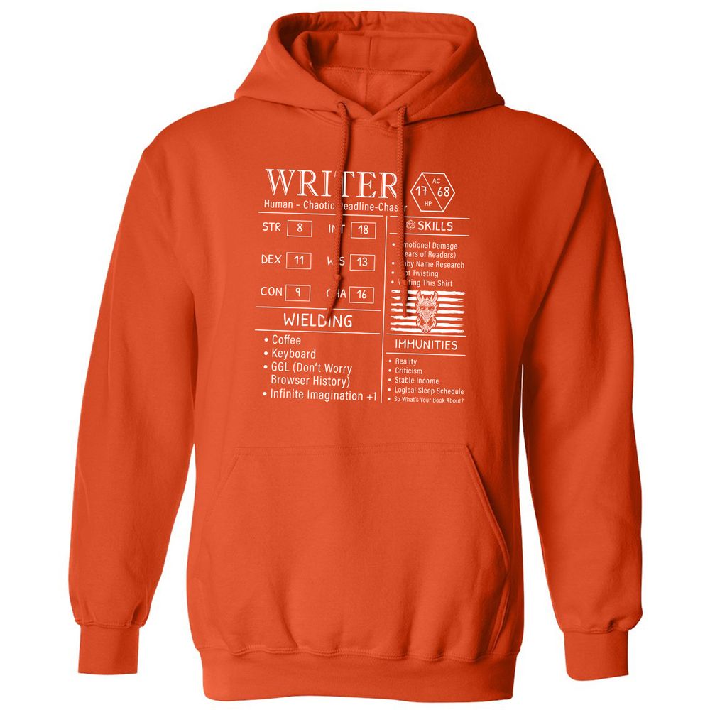 Writer Stats New Classic Unisex Hoodie - Orange - 10