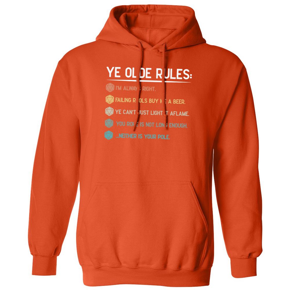 Dungeon Master Rules – Ye Olde RPG Classic Unisex Hoodie - Orange - 10