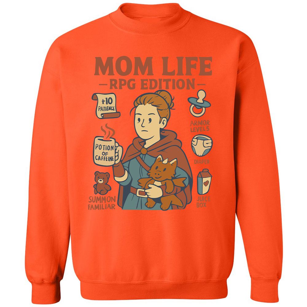 Mom Life RPG Edition Classic Unisex Sweatshirt - Orange - 10