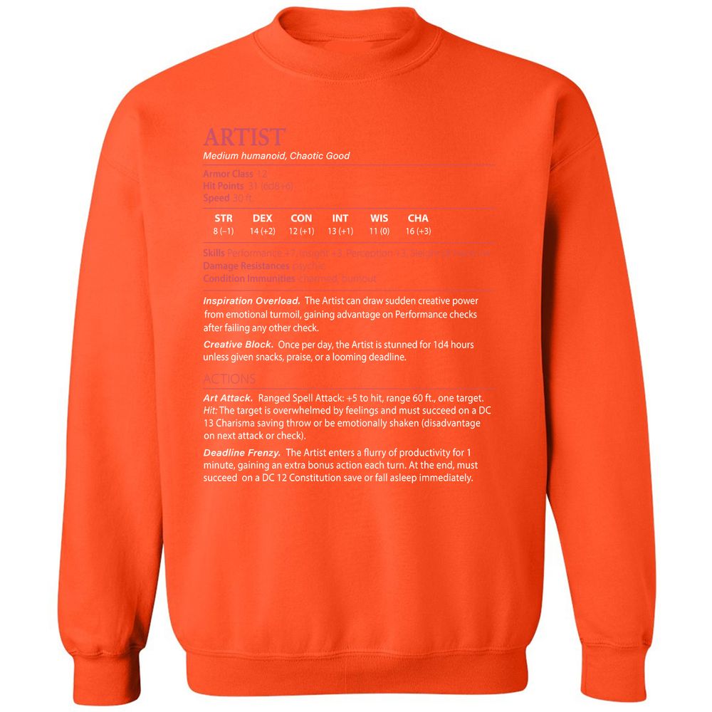 Artist Stats Classic Unisex Sweatshirt - Orange - 10