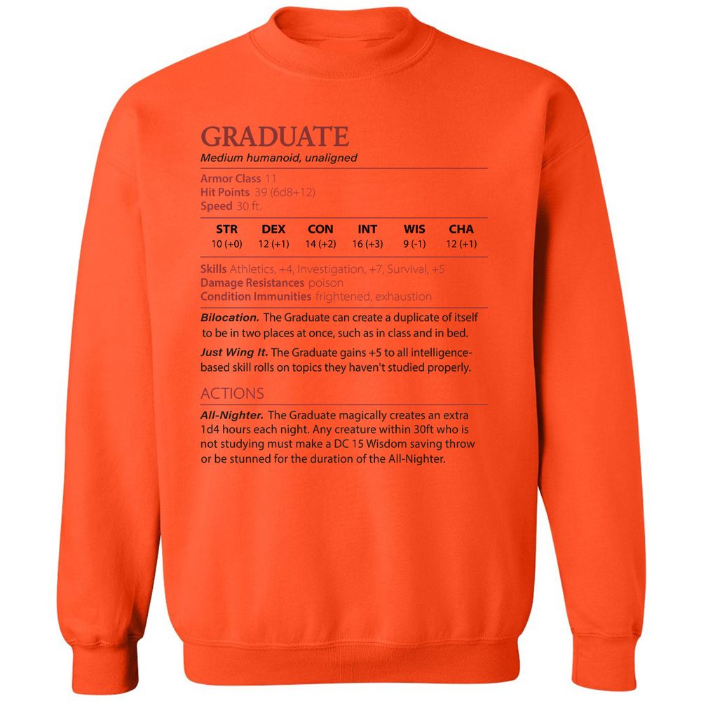 Graduate Stats Classic Unisex Sweatshirt - Orange - 10