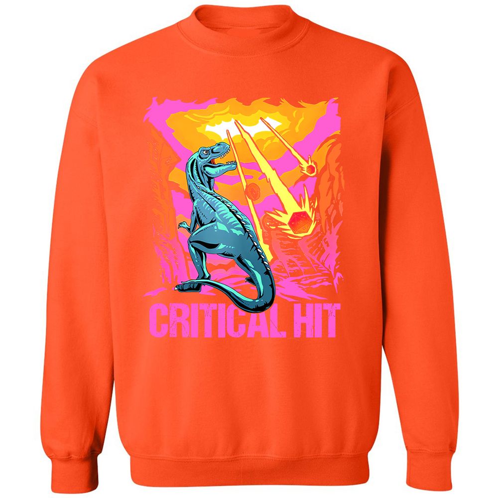 Dinosaur Critical Hit Classic Unisex Sweatshirt - Orange - 10