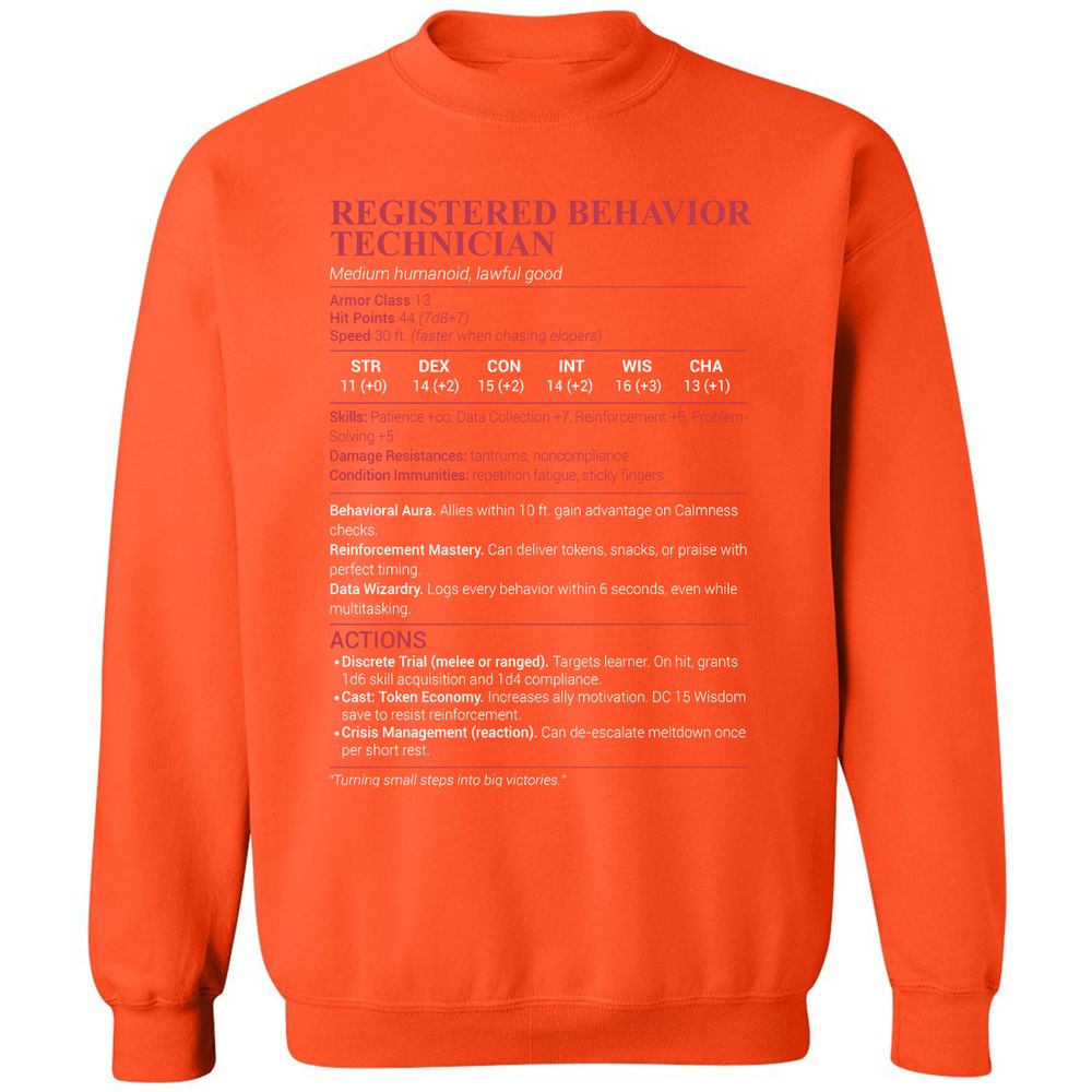 Registered Behavior Technician RBT Classic Unisex Sweatshirt - Orange - 10