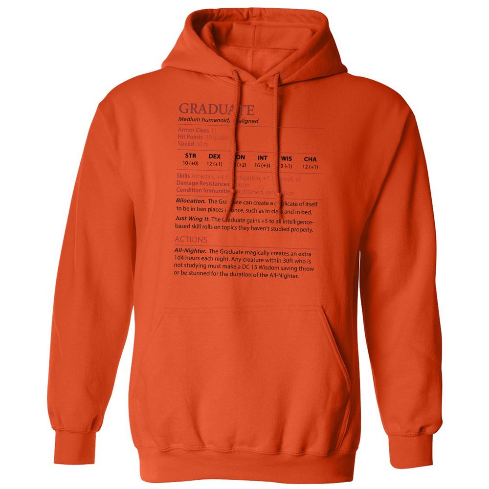 Graduate Stats Classic Unisex Hoodie - Orange - 10