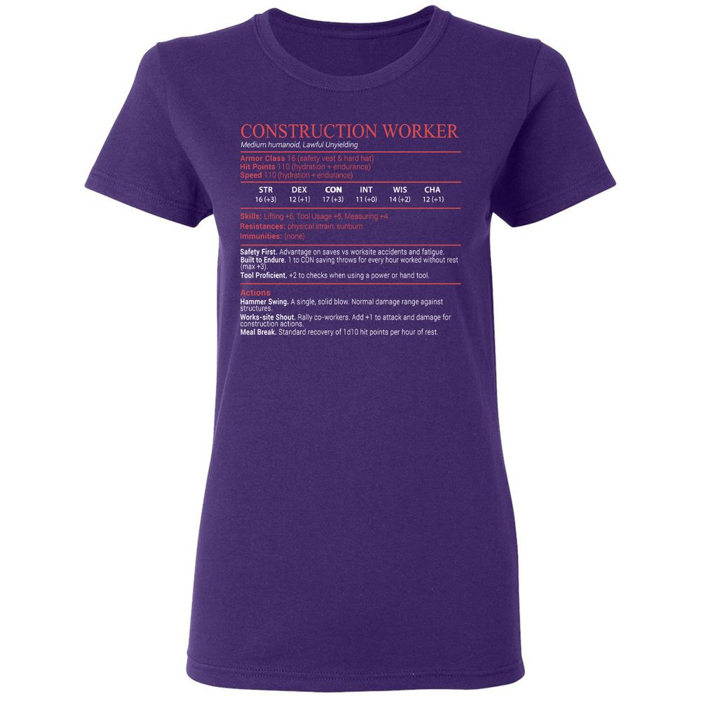 Construction Worker Stats Block - Purple - 10