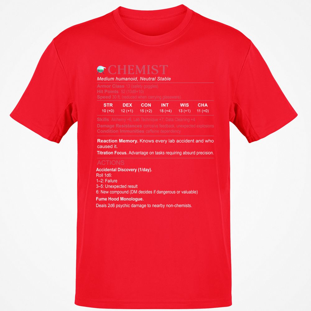 Chemist Stats Classic Unisex T-Shirt - Red - 10