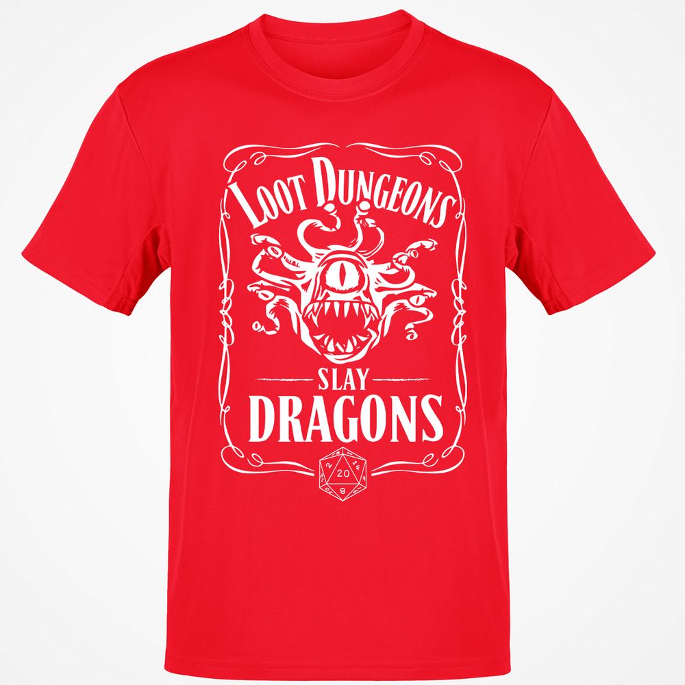 Loot Dungeon Slay Dragons Classic Unisex T-Shirt - Red - 10