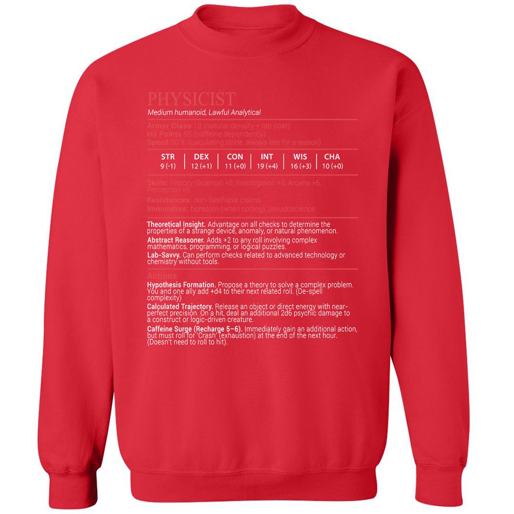 Physicist Stats Block - Red - 10