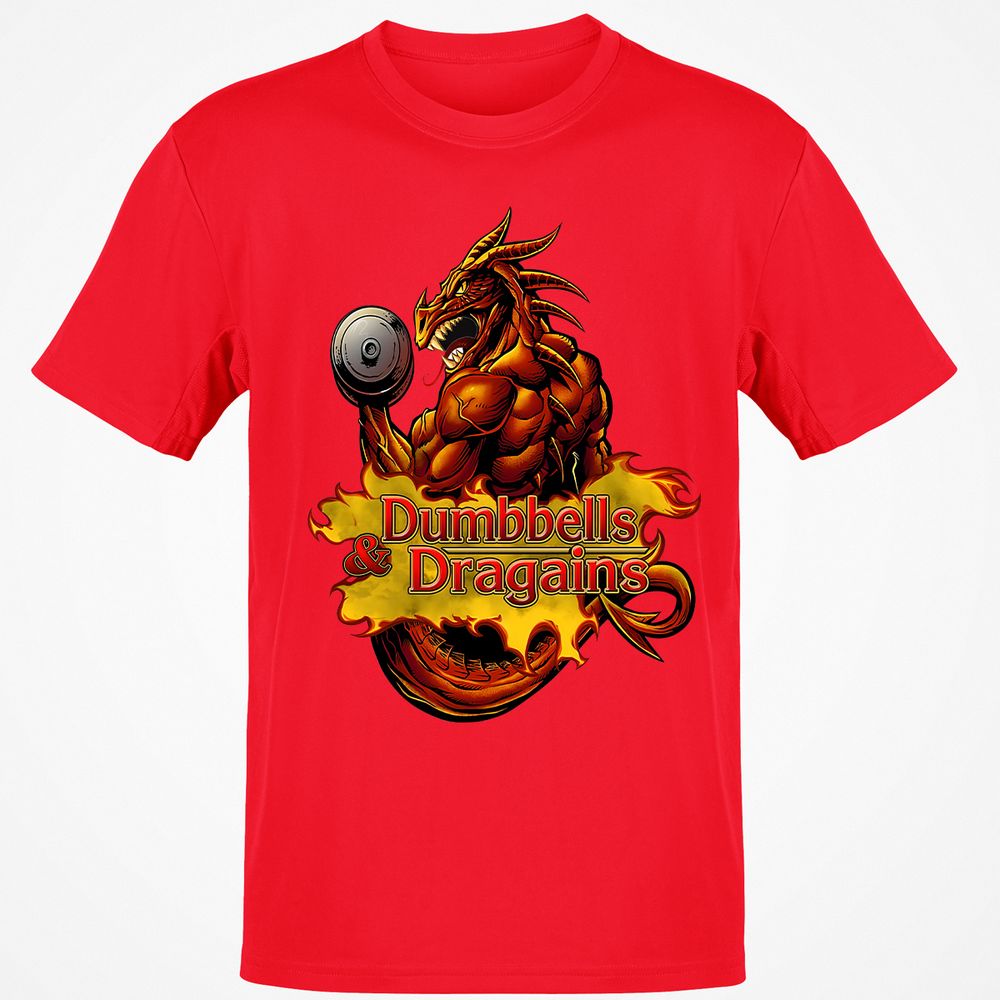 Dumbbells & Dragains Classic Unisex T-Shirt - Red - 10