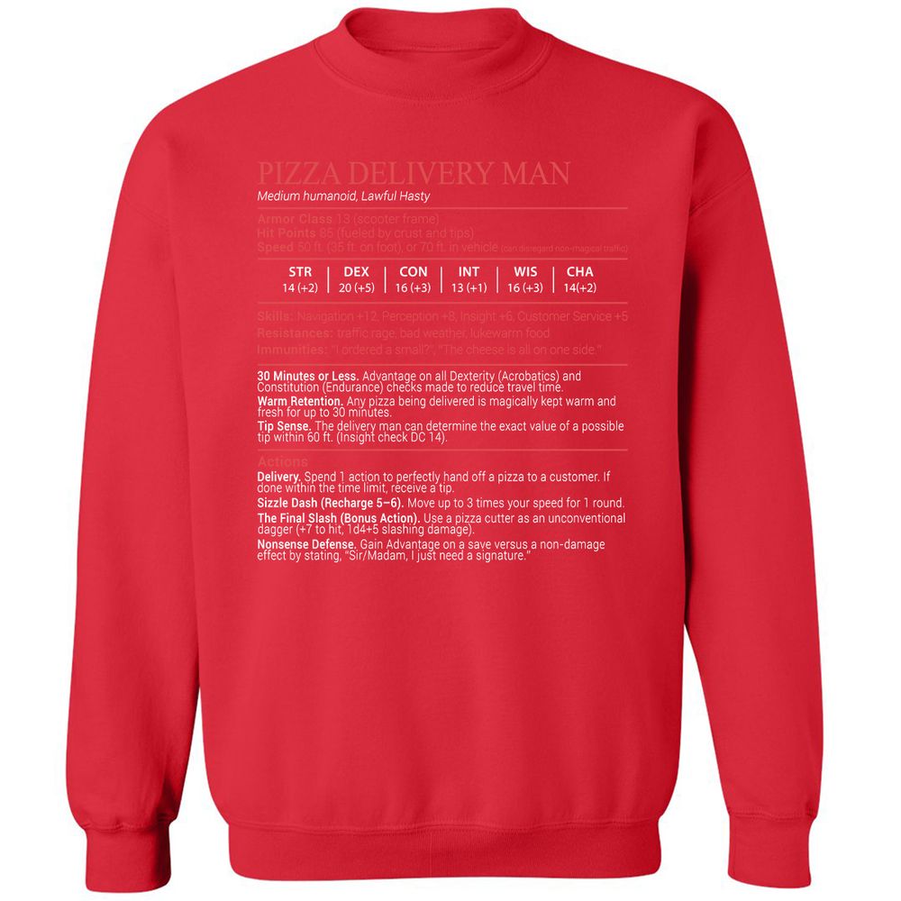 Pizza Delivery Man Stats Block - Red - 10