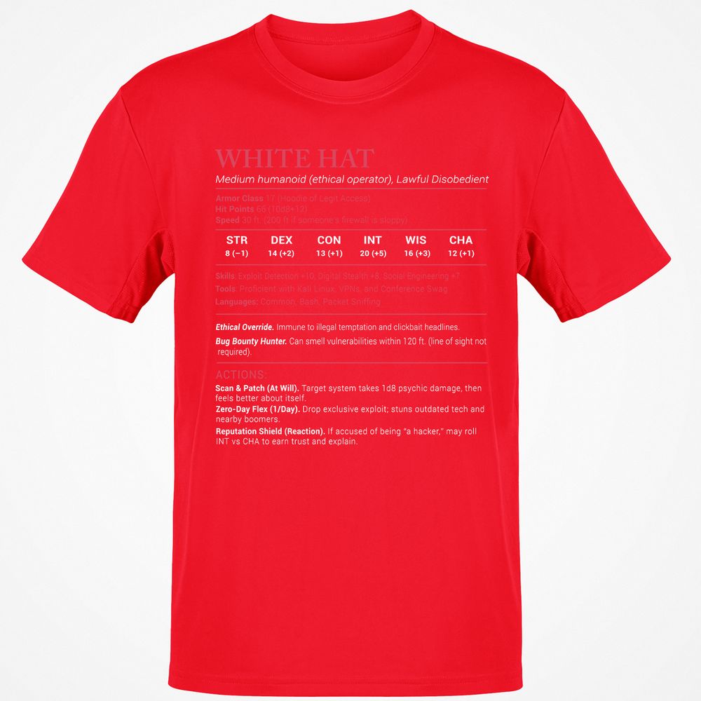 White Hat Stats Classic Unisex T-Shirt - Red - 10