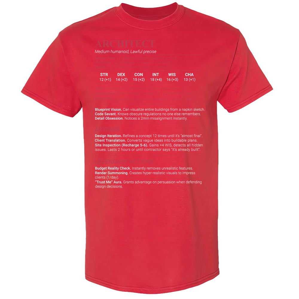 Architect Stats Classic Unisex T-Shirt - Red - 10