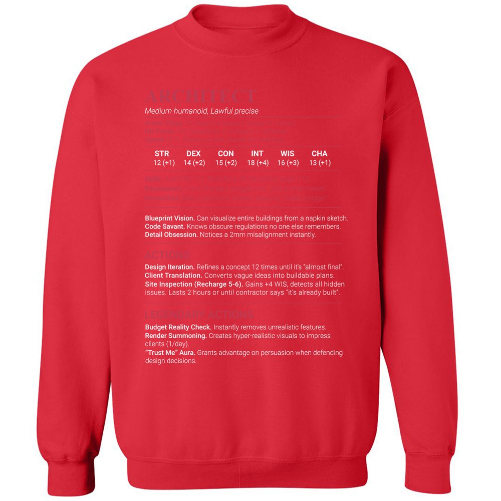 Architect Stats Classic Unisex Sweatshirt - Red - 10