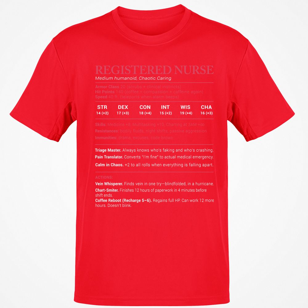 Registered Nurse Stats Classic Unisex T-Shirt - Red - 10