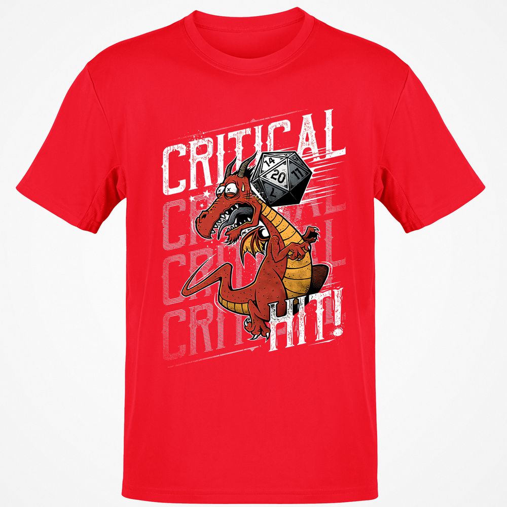 Funny Dragon Critical Hit Classic Unisex T-Shirt - Red - 10