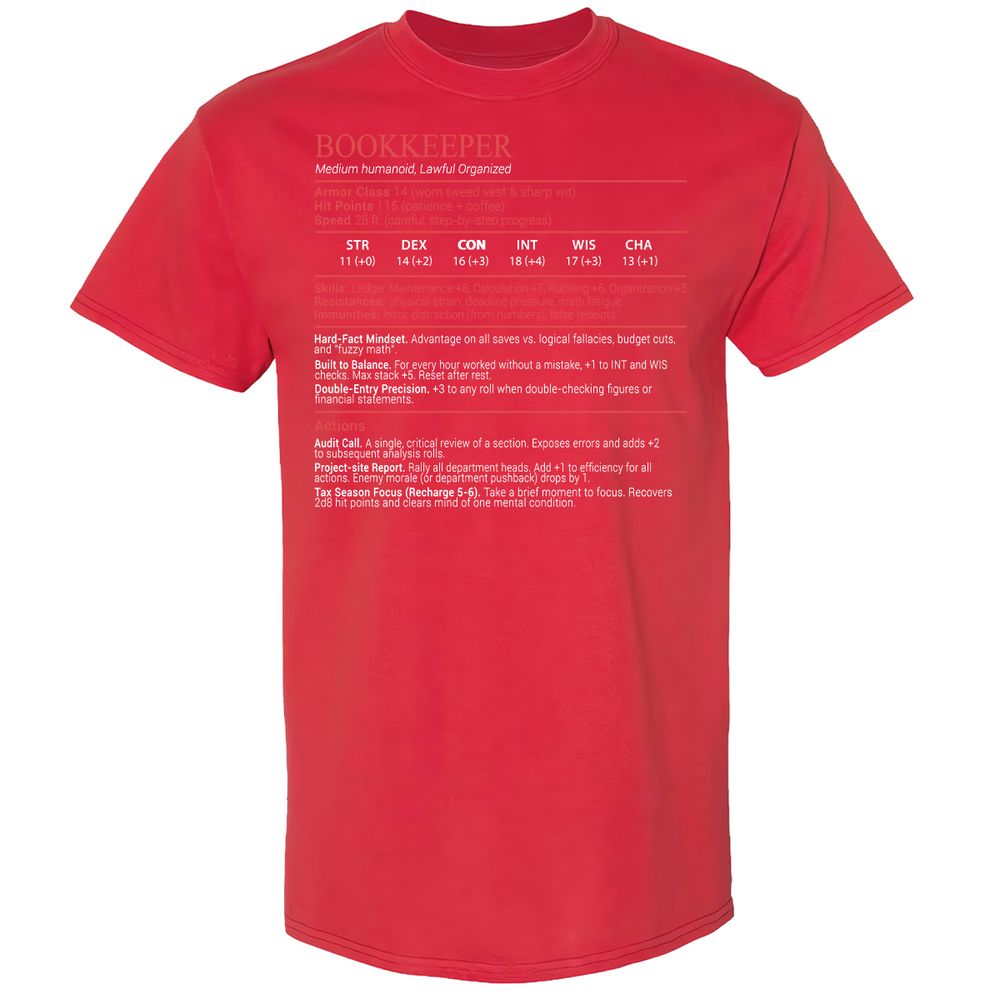 Bookkeepper Stats Block - Red - 10