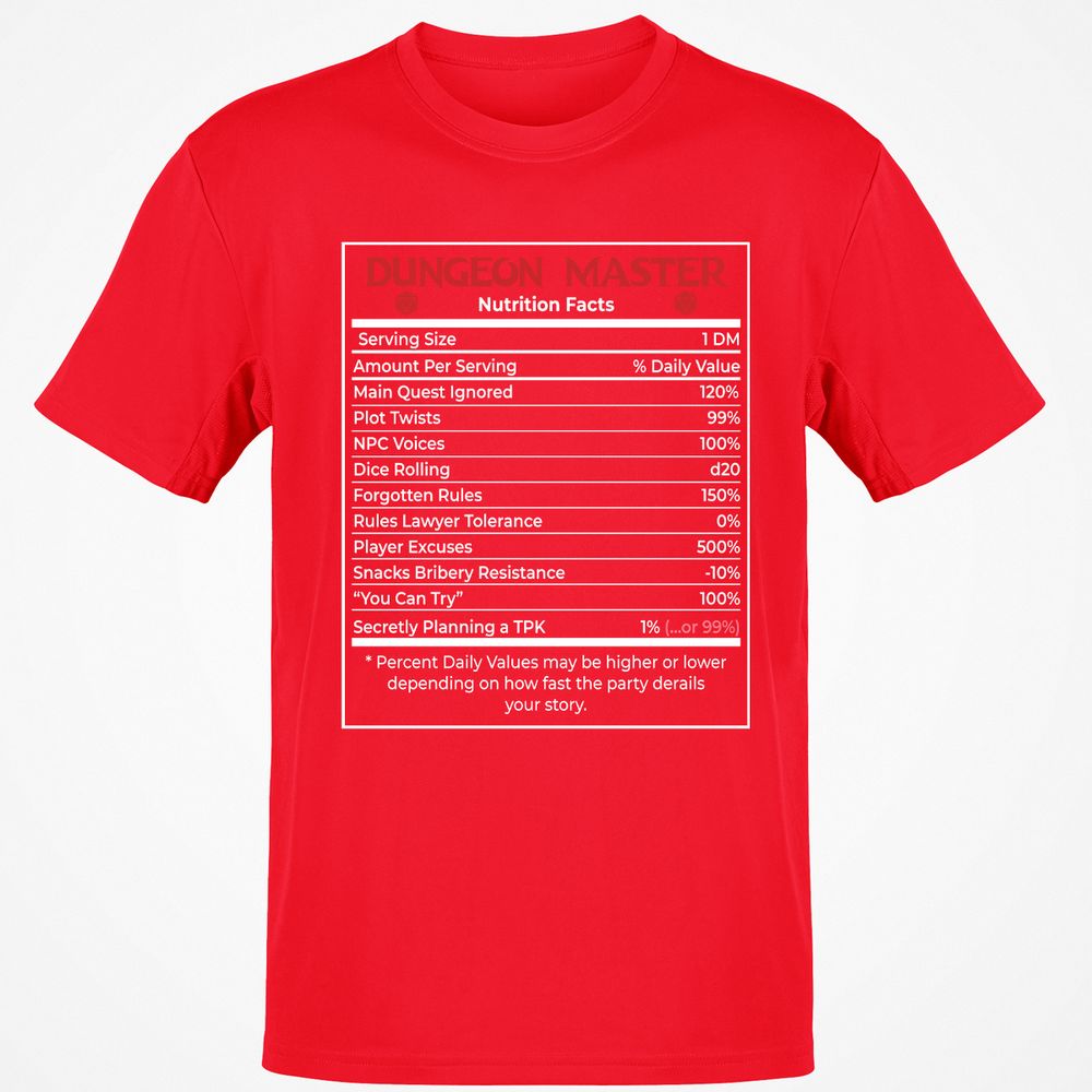 Dungeon Master Nutrition Facts Classic Unisex T-Shirt - Red - 10