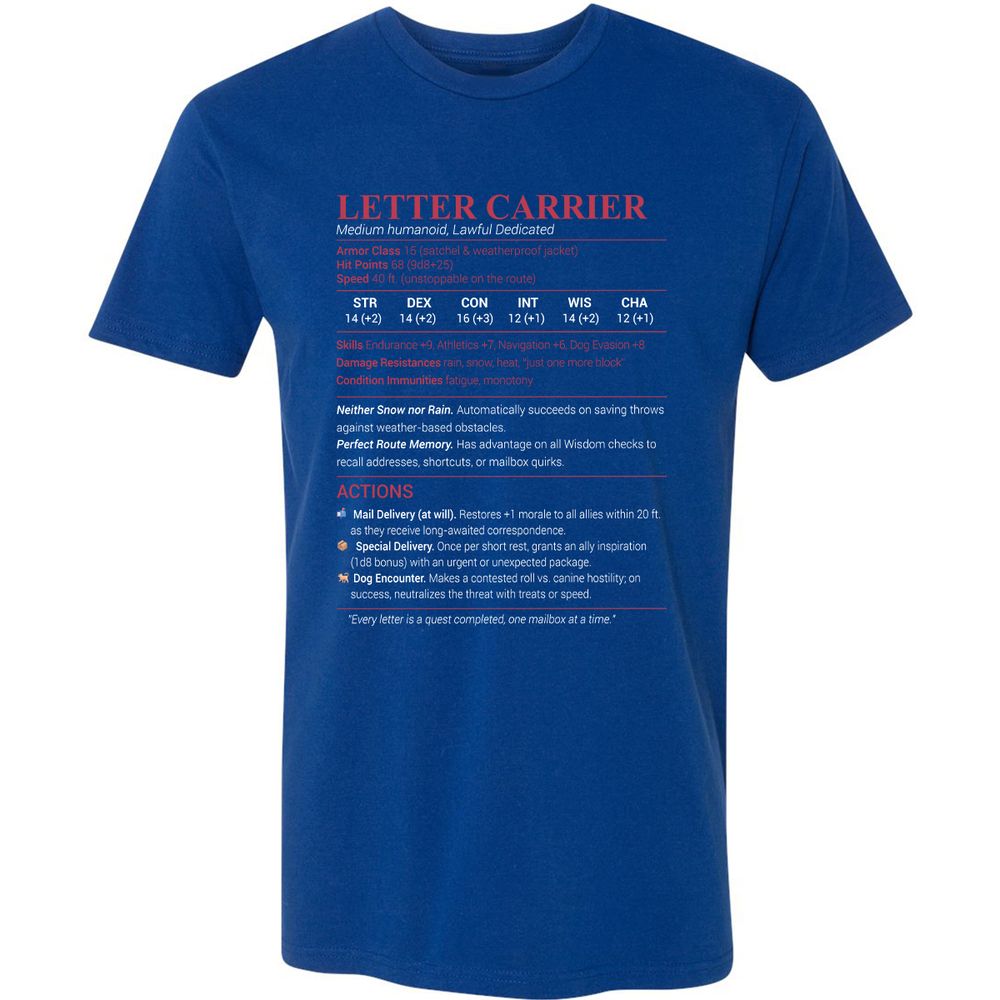 Letter Carrier Premium Unisex T-Shirt - Royal - 10