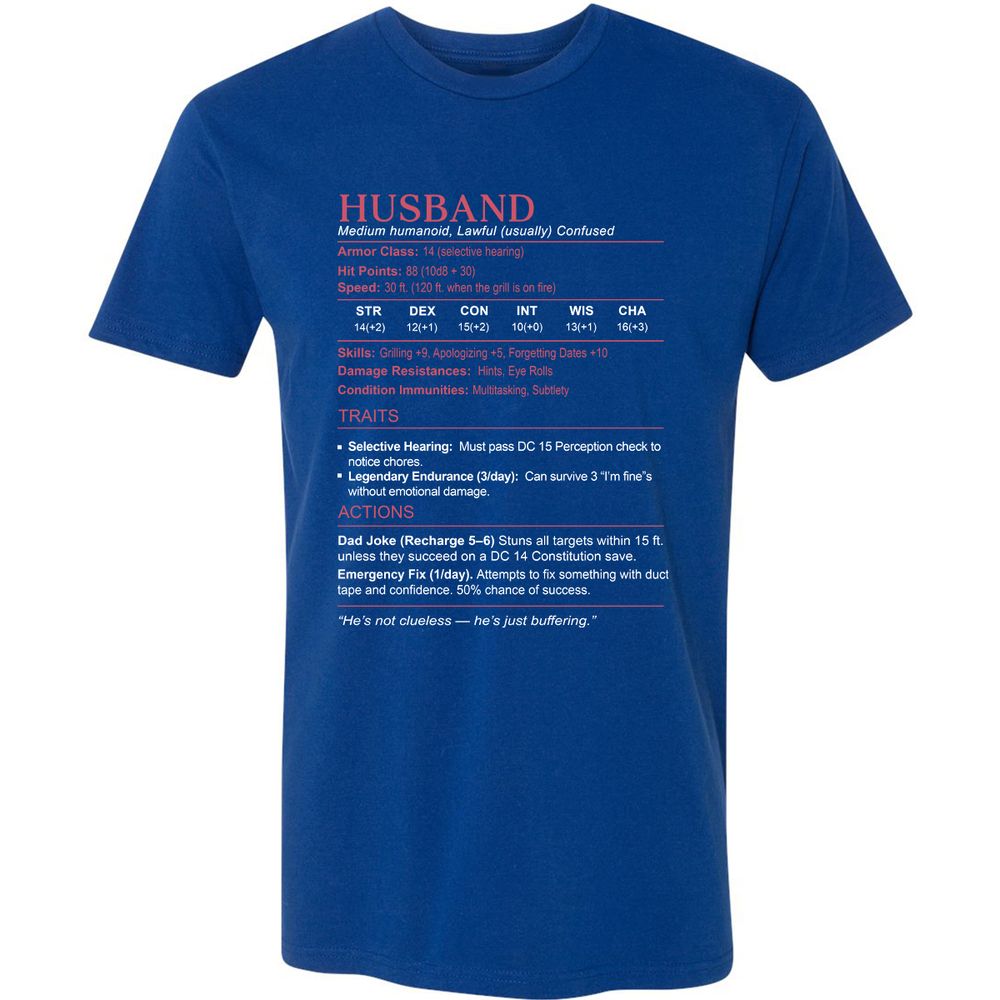 Husband Stats Premium Unisex T-Shirt - Royal - 10