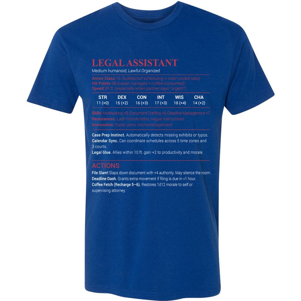 Legal Assistant Premium Unisex T-Shirt - Royal - 10