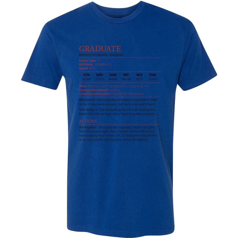Graduate Stats Premium Unisex T-Shirt - Royal - 10