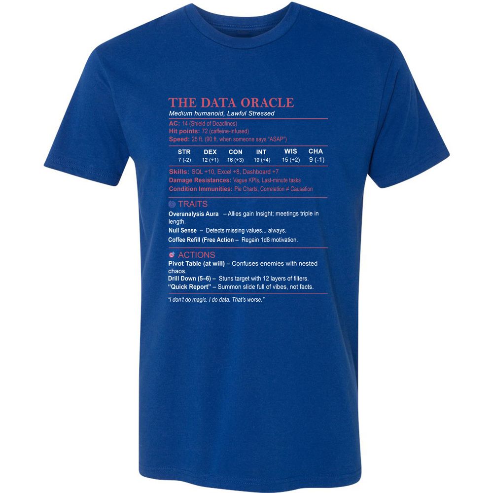 Data Analyst Stats (The Data Oracle) Premium Unisex T-Shirt - Royal - 10