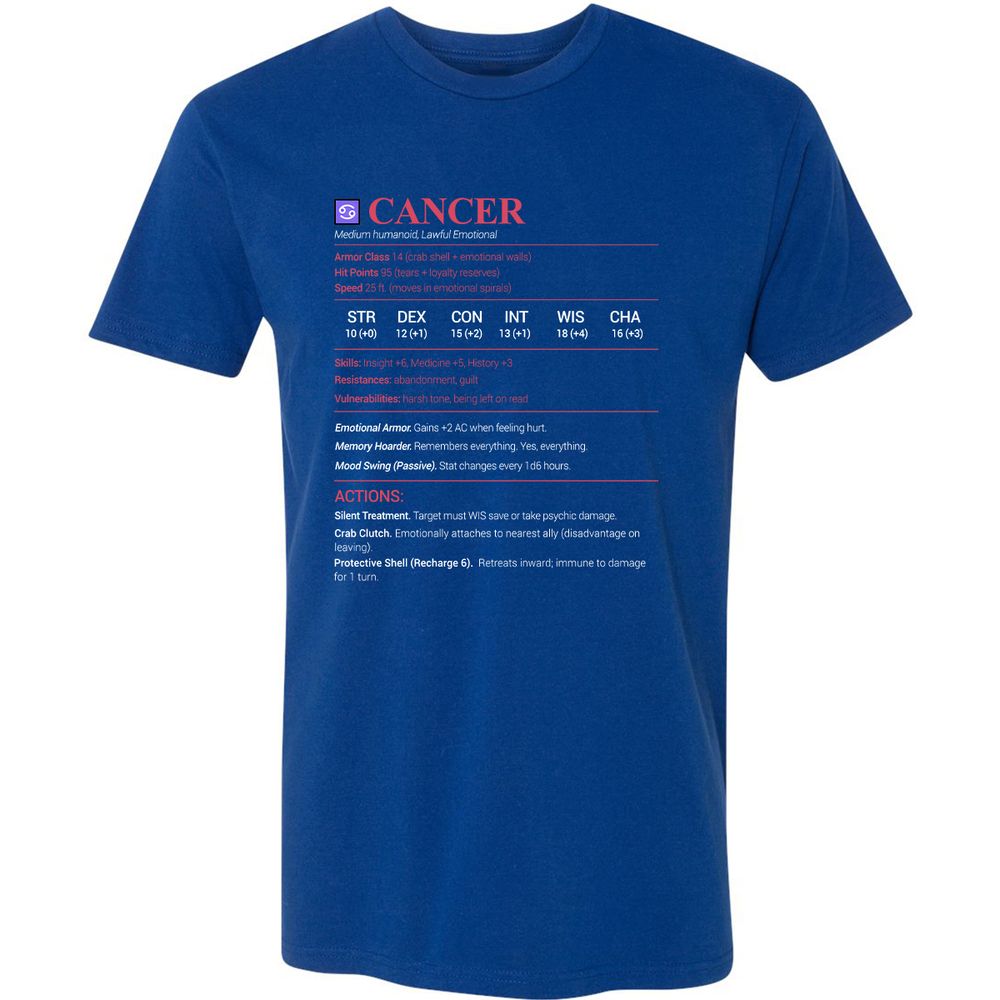 Cancer Stats Premium Unisex T-Shirt - Royal - 10