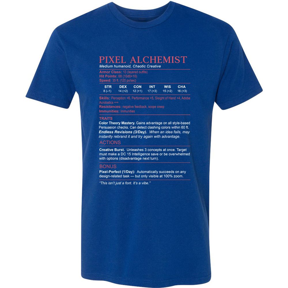 Designer Stats (Pixel Alchemist) Premium Unisex T-Shirt - Royal - 10